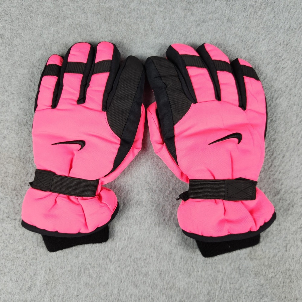 Nike Winter Gloves Youth Neon Pink Black Insulated Sporty Grip Warm Winter Logo